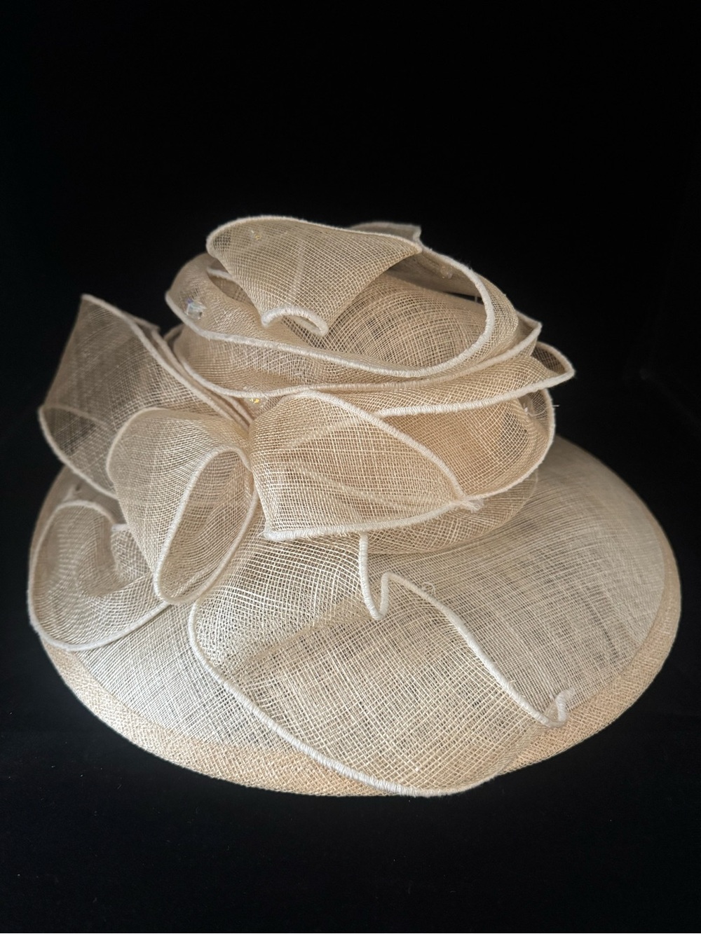 Peter Bettley London Luxury Sinamay Hat in Ivory- Wedding, Kentucky Derby, Event
